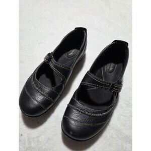 Clarks Bendables Shoes Womens Size 8M Black Mary Jane Leather Slip On Adjustable